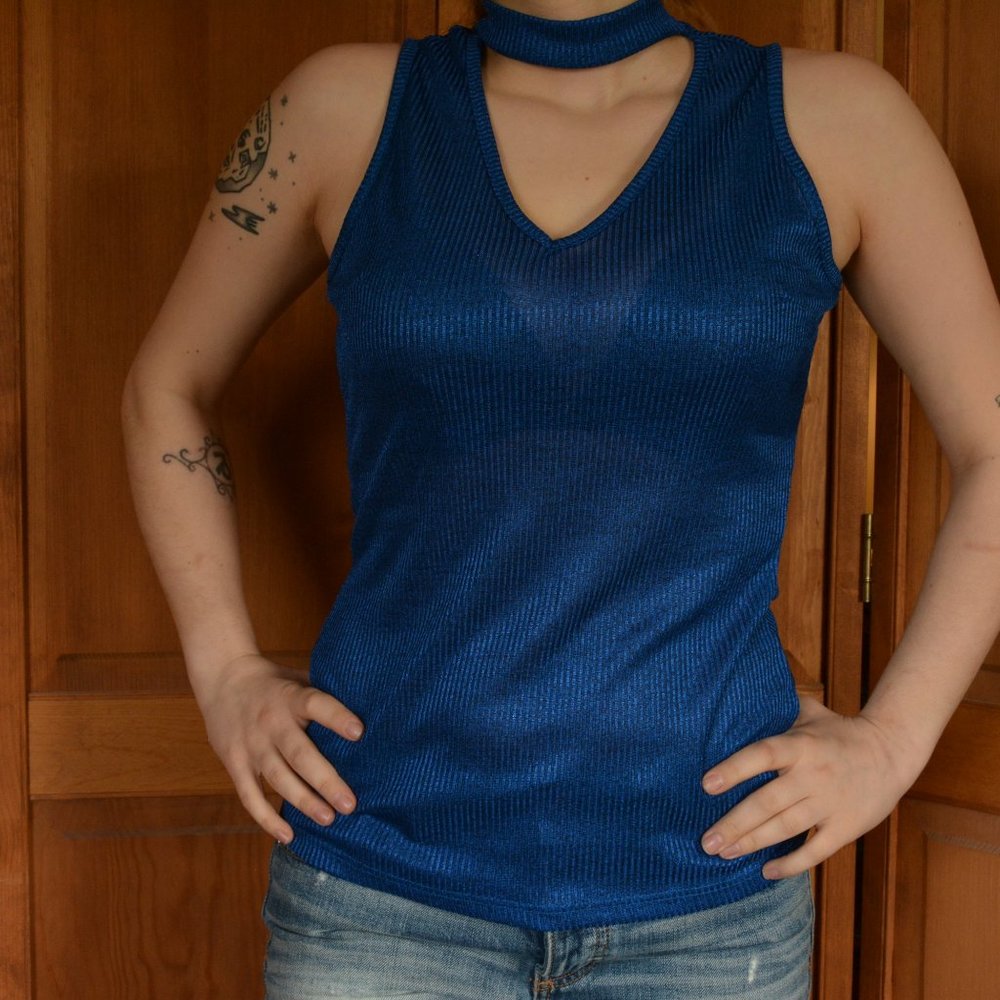 Blue Choker Tank